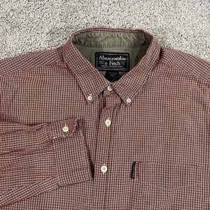 Abercrombie Fitch‎ Shirt XL Check Red Blue Soft Cotton Button Front Casual Top